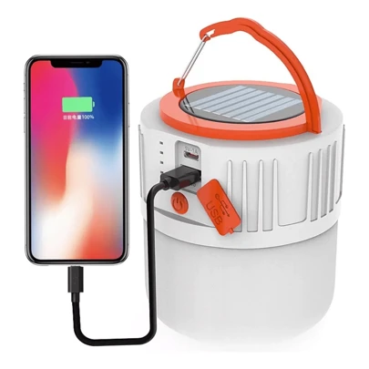 Lanterna solar recarregável painel USB  powerbank camping