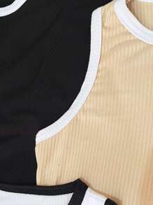 Kit3 Duo Color Pieces Basic Ribbed Cropped Tank Top New Release - 白色 - 查看 2