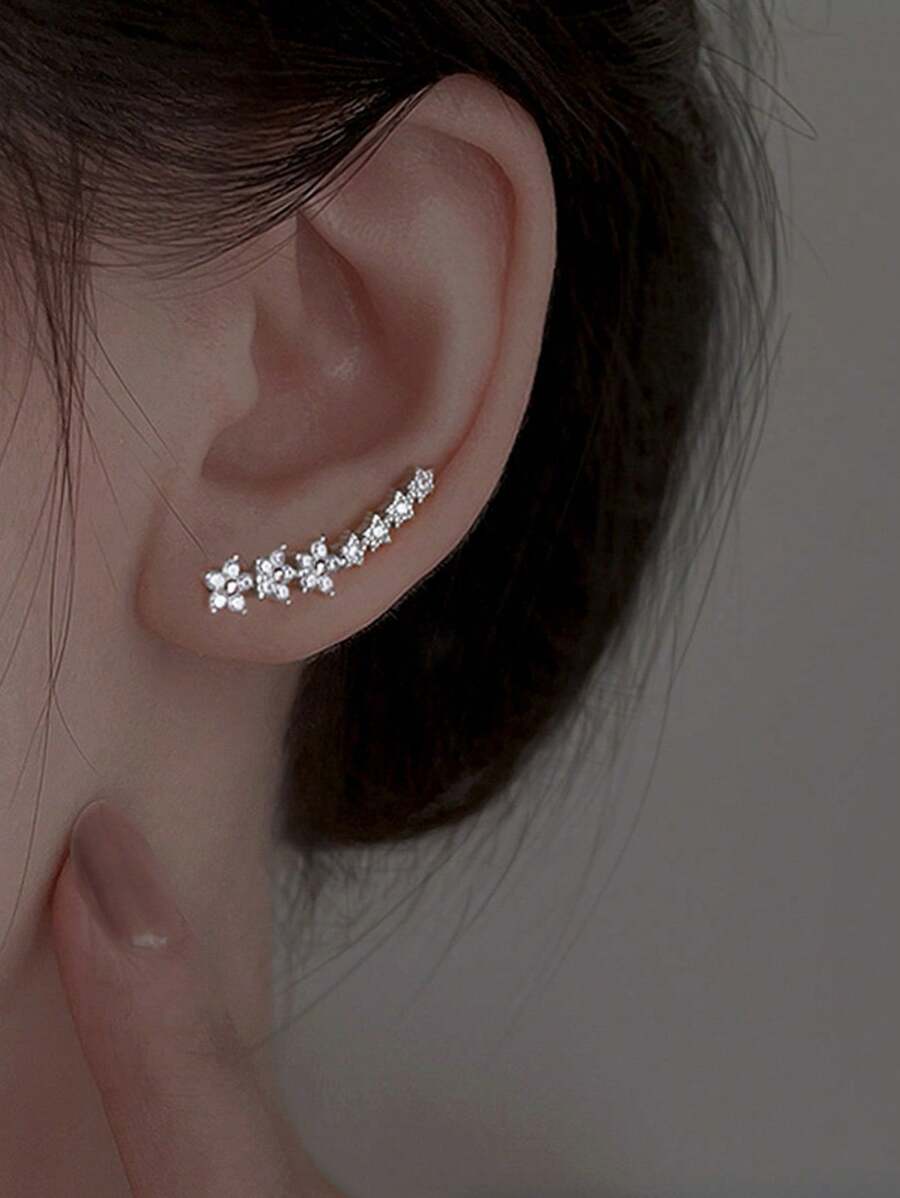 1 đôi bông tai đính đá Zirconia và hoa cho nữ, phong cách thanh lịch và đơn giản cho lễ Halloween - Nhiều màu - Xem 1