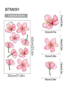 1 件浪漫活力花卉图案墙贴，DIY 墙贴装饰，适用于客厅、卧室、书房、贴纸、墙贴、乙烯基贴花，用于家居装饰，春季装饰品让您的家焕然一新，Rama 装饰贴纸 - 粉色 - 查看 12