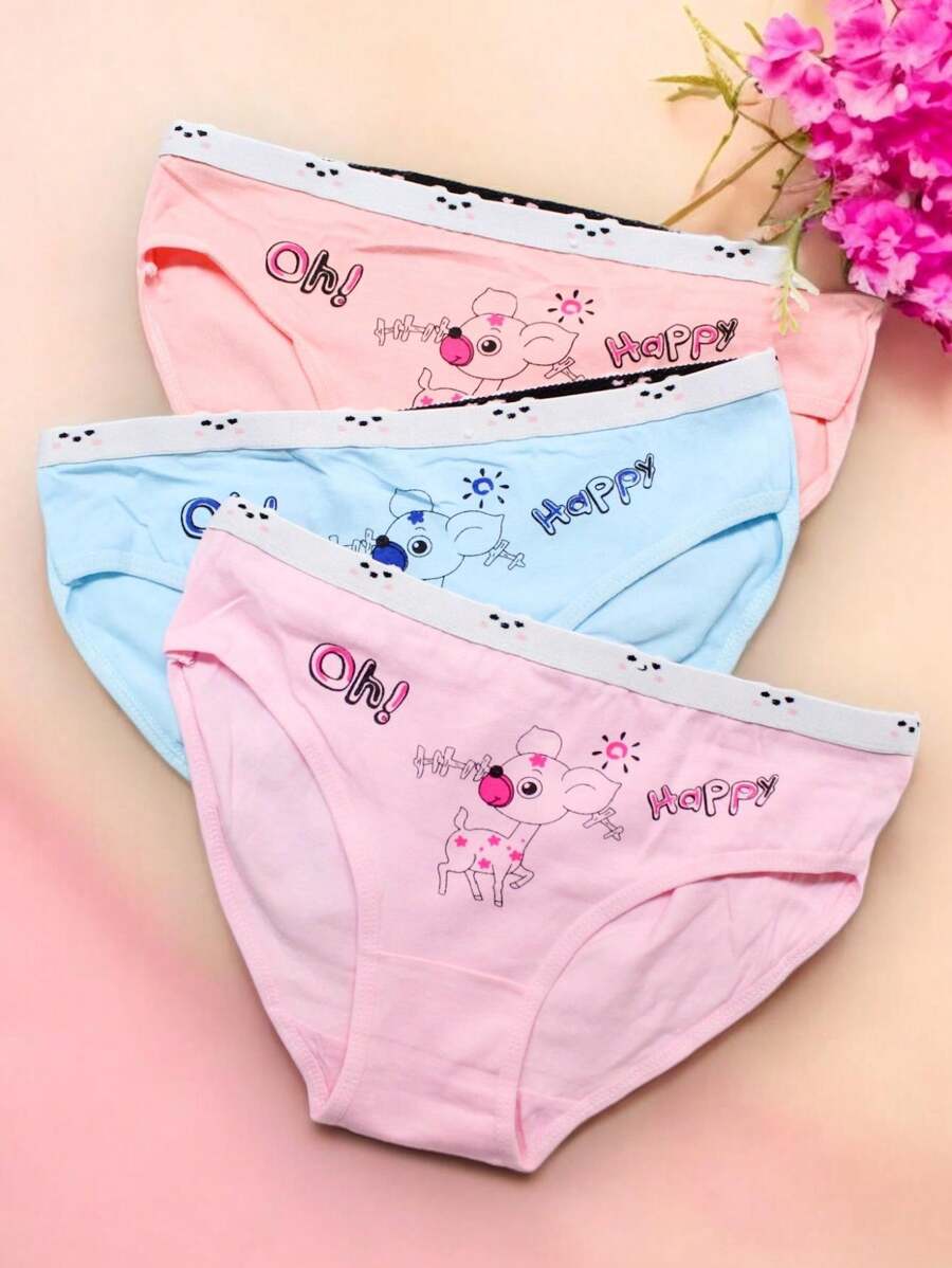 Conjunto de 6 Calzones de algodón para niña, Lindo Estampado de Venadito Feliz, multicolor, suaves y super cómodos. - Multicolor - Ver 1