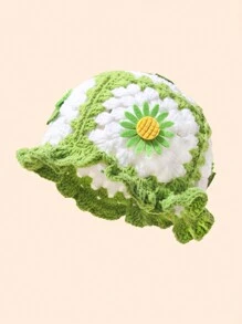 One Fashionable Crochet Hat With 3D Sunflower Flower Embellishment