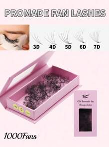一盒1000根散装扇形睫毛嫁接，0.07毫米尖头，3D/4D/5D/6D/7D/8D浓密型预制睫毛嫁接 - D - 查看 3