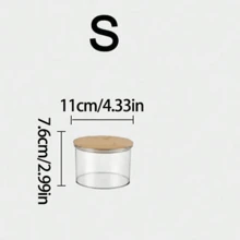 1入組密封食品儲存罐，帶木質蓋，適用於咖啡豆/穀物，塑料廚房儲存容器 - 圓形透明 - 查看 13