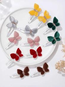 10/20pcs Mixed European & American Velvet Mini Butterfly Hair Clips, BB Clips, Baby Girl Hair Accessories, Children Clothing Accessories, Girls Butterfly Hair Decor Set, Suitable For Wear With Best Friends
