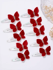 10/20pcs Mixed European & American Velvet Mini Butterfly Hair Clips, BB Clips, Baby Girl Hair Accessories, Children Clothing Accessories, Girls Butterfly Hair Decor Set, Suitable For Wear With Best Friends