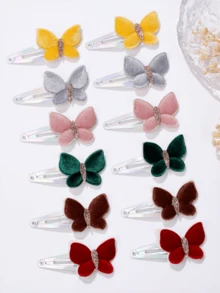 10/20pcs Mixed European & American Velvet Mini Butterfly Hair Clips, BB Clips, Baby Girl Hair Accessories, Children Clothing Accessories, Girls Butterfly Hair Decor Set, Suitable For Wear With Best Friends