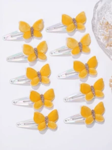 10/20pcs Mixed European & American Velvet Mini Butterfly Hair Clips, BB Clips, Baby Girl Hair Accessories, Children Clothing Accessories, Girls Butterfly Hair Decor Set, Suitable For Wear With Best Friends