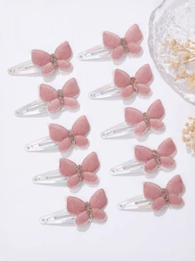 10/20pcs Mixed European & American Velvet Mini Butterfly Hair Clips, BB Clips, Baby Girl Hair Accessories, Children Clothing Accessories, Girls Butterfly Hair Decor Set, Suitable For Wear With Best Friends