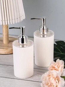1 件/2 件豪华亚克力可再填充皂液器，适用于洗手液或洗发水，完美的条纹设计，适用于浴室和厨房装饰家居浴室装饰秋季装饰返校 - 白色 - 查看 7