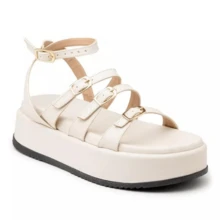 Women's Flat Sandal With Straps And Buckle Details, Summer Launch - 白色 - 查看 3
