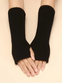 1 par de mangas tejidas a rayas de 28cm de largo para mantener calientes las manos en otoño e invierno, para hombres y mujeres, tejidas, sin dedos, mangas falsas para Halloween - Multicolor - Ver 20