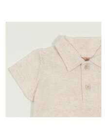 Basic Knitted Baby Bodysuit - Unisex Size S To L - Màu be - Xem 2