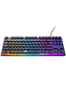 K87 Wired Mechanical Gaming Keyboard With Backlighting, Ergonomic Design For Desktop/Laptop, Mechanical Typing Feel - Black - View 4