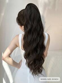 26 Inch Brown Long Natural Wave Claw Ponytail Hair Extensions, Heat Resistant Synthetic Ponytail Wig, Suitable For Women And Girls Daily Wear - Black Brown - View 11