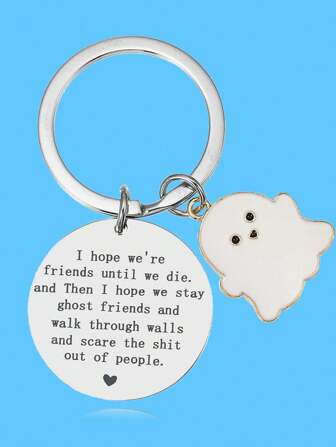 Gata 1 st Dam Herr Slogan Bästa Vänner Spöke Vänner Graverad Spöke Berlock Hängsmycke Rostfritt Stål Nyckelring Söt Rolig Stil Bilnyckelring Vänner Födelsedag Halloween Dag Alla Hjärtans Dag Alla Hjärtans Dag Ryggsäck För Skolan Julklappsidéer Väskband Med ID-hållare Biltillbehör Väskberlocker Biltillbehör Lärare Syster