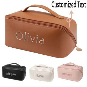 Embroidered Leather Makeup Bag, Large Capacity Cosmetic Bag, Bridesmaid Gifts Bag, Bridal Party Gifts, Makeup Organizer, Woman Toiletry Bag, Cosmetic Bag, Bridal Shower Gift, Make Up Bag, Toiletry Bag, Bridesmaid Gift, Travel Accessories, Personalized Gift, Personalized Gifts, Leather Makeup Bag, Bridesmaids Gifts, Party Bag, Makeup Bag For Her, Personalized Gifts, Urban Chill