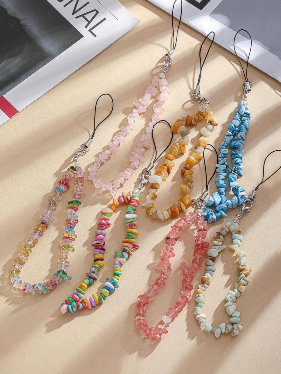 Telefoonbandje met kralen van natuurlijke kristalsteen, armband met kralen van edelsteen, telefoonkoord, cadeau voor moeder, familie, vrienden, verjaardag, vakantie, telefoonhanger, telefoonketting