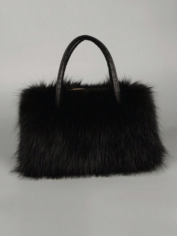 New Plush Hand Warmer Clutch Bag For Women, Large Capacity, Fluffy, Fashionable, Tote Bag For Fall/Winter, New Arrival Fur Purse