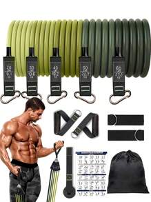 11入組阻力帶套裝,20-200磅 - 軍綠色 - 查看 1