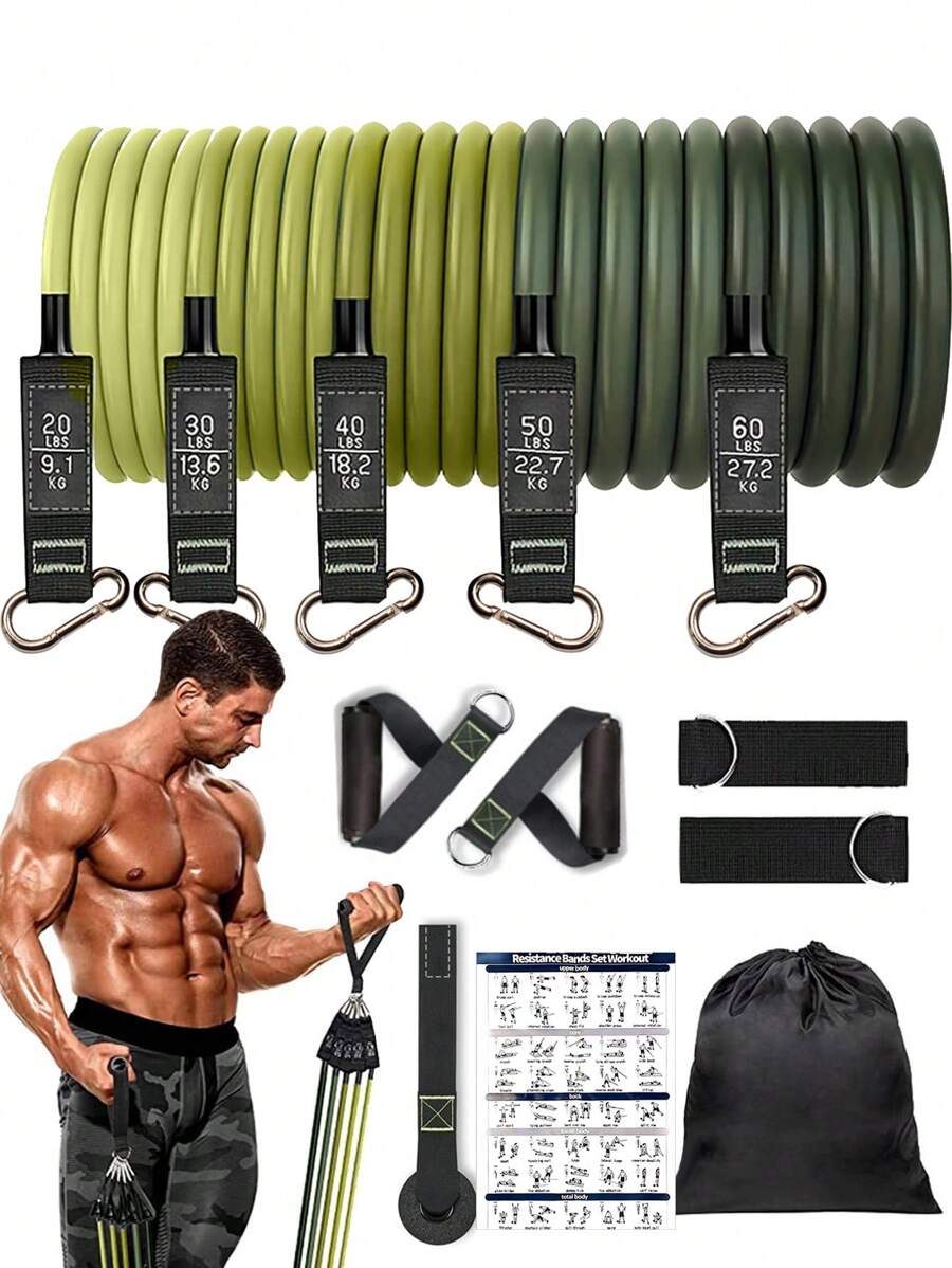 11入組阻力帶套裝,20-200磅 - 軍綠色 - 查看 1