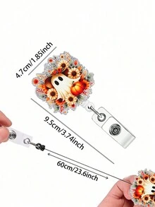 1 件万圣节魔鬼南瓜灯图案可扩展徽章卷轴夹、身份证夹带、公交卡带、护士礼物，适合同事送给朋友 - 均碼 - 查看 2