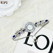 EA 1 chiếc vòng tay kim loại đồng hình bướm vàng hồng dành cho nữ đính đá quý tự nhiên, đồng hồ thạch anh kim cương chống nước thương hiệu cao cấp, có hộp quà tặng - trắng - Xem 3