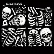 万圣节墙贴门贴静态窗户剪纸贴纸骷髅蜘蛛南瓜装饰墙贴 - 彩色 - 查看 2