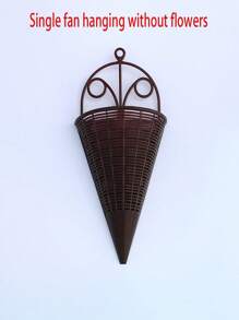 1 pieza Cesta colgante de flores artificiales en forma de abanico, macetero de pared de ratán triangular, canasta colgante de decoración interior para arreglo floral