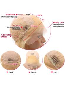 613 蕾丝前假发 人发 13x4 透明蕾丝波浪金色蕾丝前假发 人发 613 蕾丝前假发 150% 密度金色假发 人发 613 前假发 预拔 - S613 - 查看 4