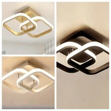 24 厘米/9.4 英寸直径 220V 小方形 LED 吸顶灯，金色/黑色/白色现代 LED 吸顶灯适用于走廊、卧室、厨房、客厅、书房，3000K 暖光/6500K 冷白光 - 吸頂燈1 - 查看 4