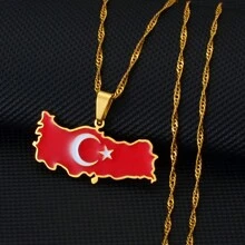 1 件土耳其地图国旗项链吊坠女式土耳其银色/金色珠宝土耳其 Cumhuriyeti - 彩色 - 查看 9