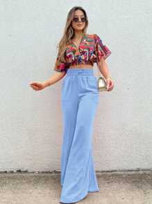 Duna Women's Wide Leg Pants Without Slits - 淡紫色 - 查看 2