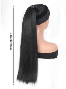 Extensiones de cabello sintético recto de 18 a 32 pulgadas con sujetador de cabello, adecuadas para uso diario, fiestas, cosplay y otras ocasiones para mujeres y niñas - Negro - Ver 6