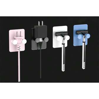 1pc No-Drill Jewelry Brush Holder, Power Plug Rack, Bathroom Razor Holder, Wall Mount Storage Hanger Back To School