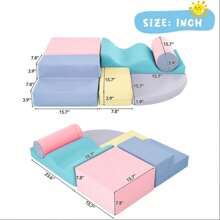 DlandHome Colourful Climbing Foam Toy Set 6 In 1, EPE Foam Crawling Toys, Soft Climbing Playground For Kids, Indoor Climbing Toy Set, Pink - 粉色 - 查看 11