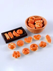 10pcs/20pcs (Random Style) Resin Simulated Miniature Sourdough Bread Toast Food Toy DIY Refrigerator Magnet Food Toy Dollhouse Micro Accessories - Multicolor - View 2