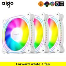 Aigo Z12 电脑机箱风扇反向 PC 120mm RGB 风扇散热器 4pin PWM CPU 散热风扇 3pin5v RGB 12cm 风扇三支装 - Z12-White-Forward-3Fan - 查看 13