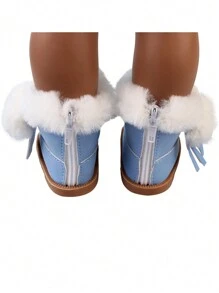 1 paire de bottes d'hiver de 18 pouces pour poupée American Girl, bottes à capuche en peluche, accessoires de poupée, cadeau, jouet, chaussures de poupée blanches de 18 pouces, bottes pour filles, poupées reborn, chaussures de 18 pouces, jouets de bottes