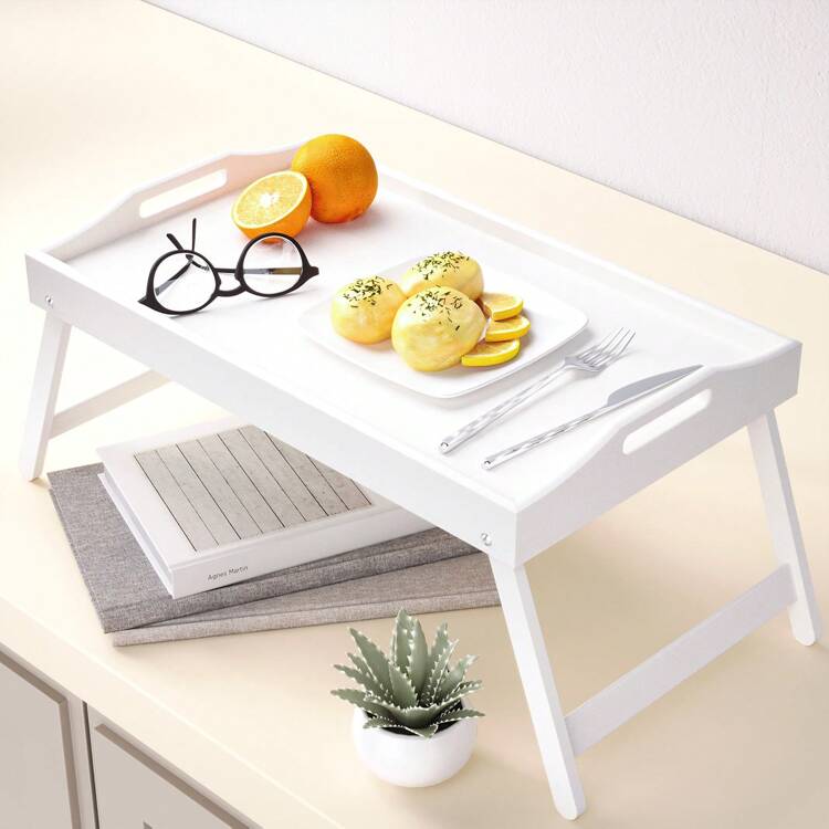 1 件，19.69 * 11.81 * 1.57 英寸竹制床托盘桌，带可折叠腿，笔记本电脑托盘，沙发、床、餐桌早餐托盘（黑色）圣诞礼物 - 黑色 - 查看 3