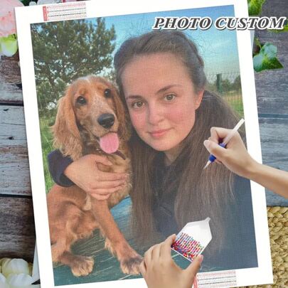 Diy Photo Customized Diamond Painting Suitable For Pet Lover And Family Full Diamond Mosaic Rhinestone Pictures Wall Artwork Home Decoration Handmade Hobby Holiday Gifts Exquisite, High-Quality Custom, Personalized, Unique Ideal Gifts For Her Boyfriend, Girlfriend, Dad, Mom, Family, Friends, Pets, Daughter, School Students, Son For Anniversaries, For Valentine's Day, For Mother's Day, For Birthdays, For Youth's Day, For Father's Day, For Graduation, For Weddings, For Housewarming School, Home, Office,Multi-Functional, Ornamental,Reusable,Exquisite,Stylish,High-Quality,Colorful,Modern,Custom,Personalized,Unique,Ideal Gifts For Him,Ideal Gifts For Her,Boyfriend,Dad,Girlfriend,Mom,Family,Friends,Tea Room,Home,Garden,Office,For Anniversaries,For Valentine's Day,For Mother's Day,For Birthdays,For Father's Day,For Graduation,For Weddings,For Housewarming,Warm Ambience, Autumn Home Refresh,Home Harmony