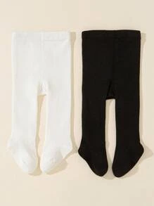 1/2 Pairs Girls Solid Color Pantyhose Classic All-Match Soft & Comfortable Sports Tights, Suitable For Daily Wear Or Festival Gift - White - View 12