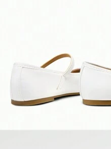 Women's Ballet Mary Jane Flats Buckle Strap Round Toe Leather Slip-On Comfortable Versatile Shoes - 白色 - 查看 8