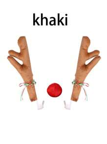 1 套汽车圣诞装饰驯鹿鲁道夫红鼻子鹿角，圣诞节