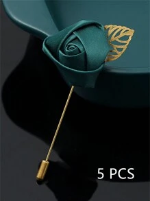 5pcs Luxury Bridal Chest Flower, Korean-Style Golden Leaves, White Rose, Bridesmaid And Groomsman Chest Flower Valentine's Day Accessories - White - View 14