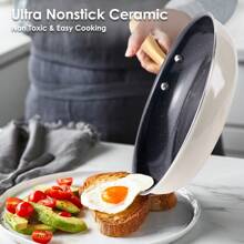 Caannasweis 15 Pieces Ceramic Pots And Pans Set Nonstick Cookware Set With Dutch Oven, Frying Pan - 黑與白 - 查看 3