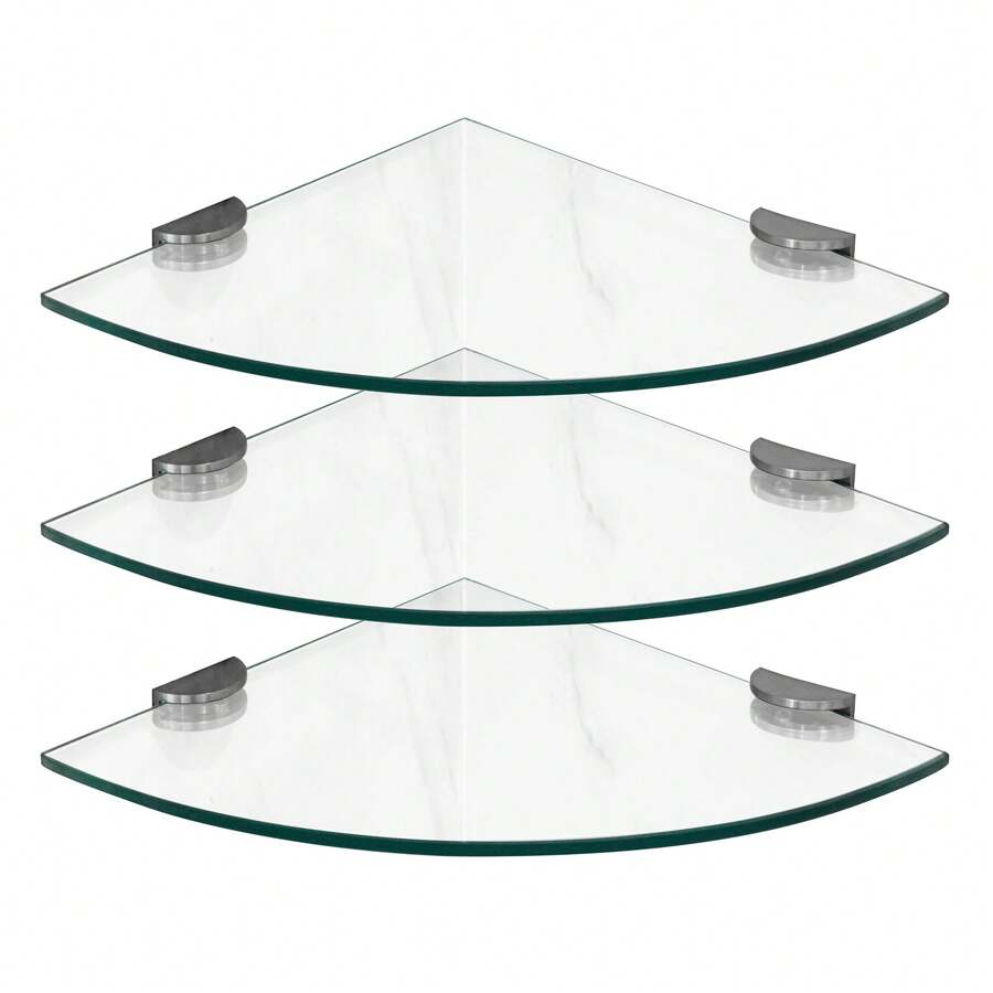 3 Repisas Esquineras Cristal Templado Varios Colores - Agua verde azul - Ver 1