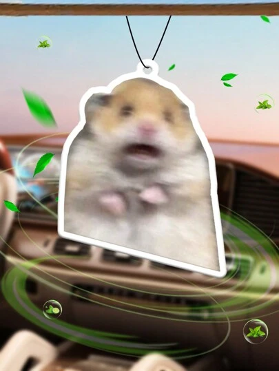 Hamster Meme Car Fragrance Sheets, Wardrobe Air Freshener, Fragrance, Rearview Mirror Decor, Car Interior Pendant Decorations, Natural Fragrance Air Purifier, Anime Cartoon Toilet Air Freshener, Hanging Decor For Living Room, Office, Bedroom