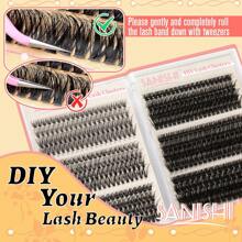 Bộ mi Sanishi 20D+30D+40D+60D+80D+100D 456 chiếc mi cong chữ D, mi nối dài 10-16mm, mi tự nhiên, mi nối, mi thưa, mi riêng lẻ, có keo dán mi, dụng cụ gắn mi, cọ chải mi, dễ dàng sử dụng tại nhà, bộ mi, mi giả - màu đen - Xem 6