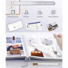 1pc Photo Album 4x6 5x7 8x10in Self Adhesive Scrapbook Album For Pictures DIY Photo Book,Metal Pen And Scraper Birthday Gifts For Women Mom,Wedding Baby Family Travel, - 灰色 - 查看 4